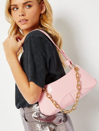 Pink Croc Chain Shoulder Bag Bags Skinnydip London