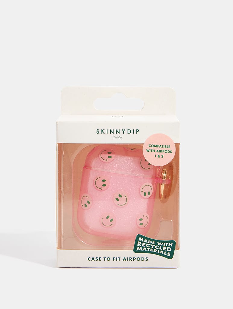 Pink & Green Happy Face AirPods Case AirPods Cases Skinnydip London