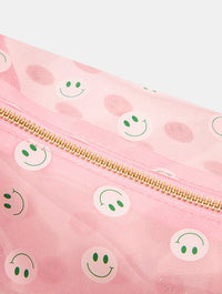 Pink & Green Happy Face Makeup Bag Makeup Bags & Washbags Skinnydip London