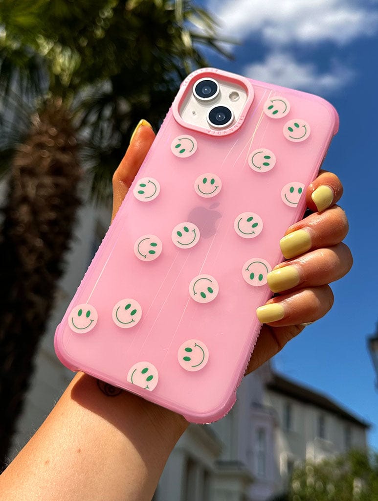 Pink Green Happy Face Shock iPhone Case