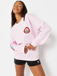 Pink Sticker Print Sweatshirt Hoodies & Sweatshirts Skinnydip London