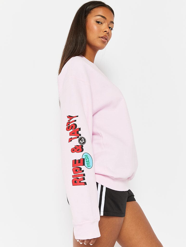 Pink Sticker Print Sweatshirt Hoodies & Sweatshirts Skinnydip London