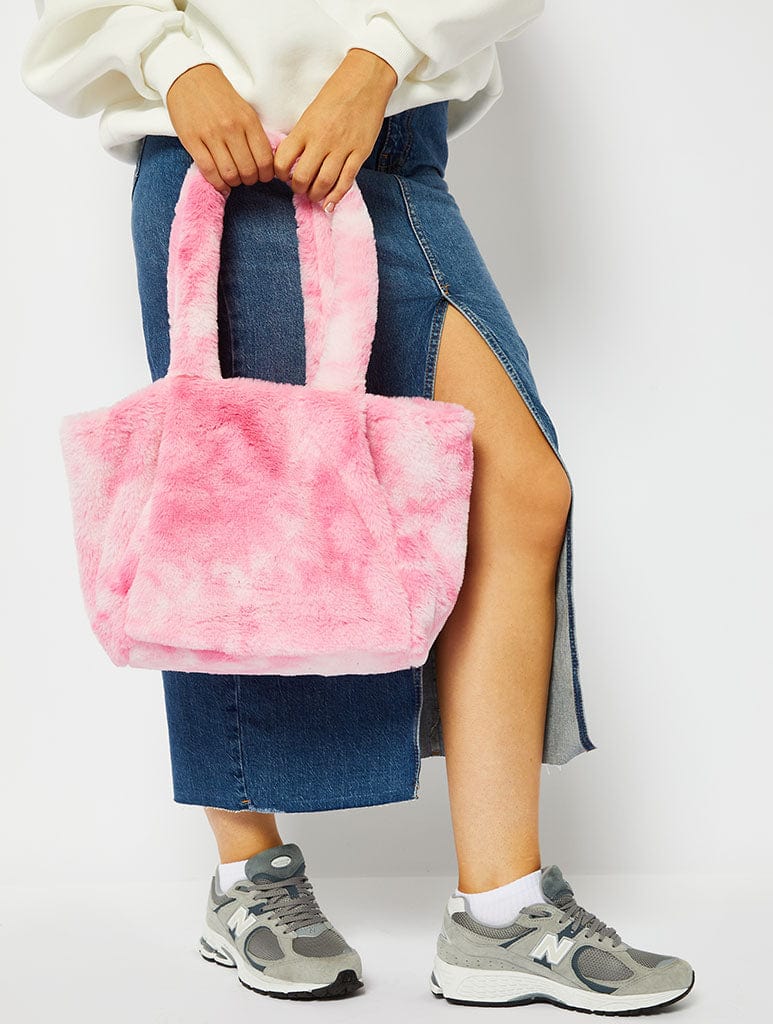 Pink Tye Dye Fluff Tote Bag Bags Skinnydip London