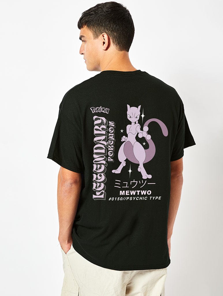 Pokémon #0150 Mewtwo Mens T-Shirt in Black Tops & T-Shirts Skinnydip London