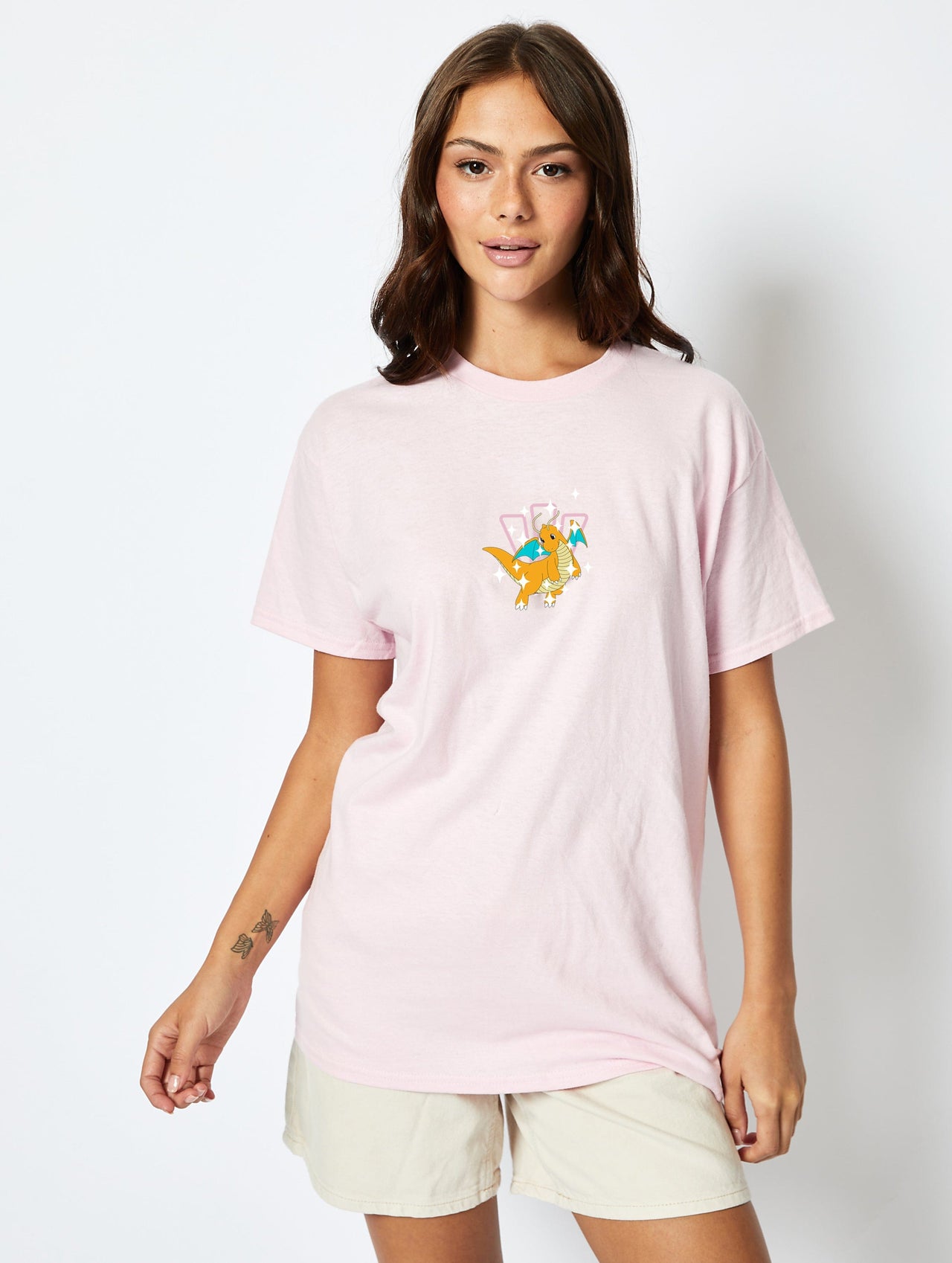 Pokémon #149 Dragonite T-Shirt in Pink Tops & T-Shirts Skinnydip London