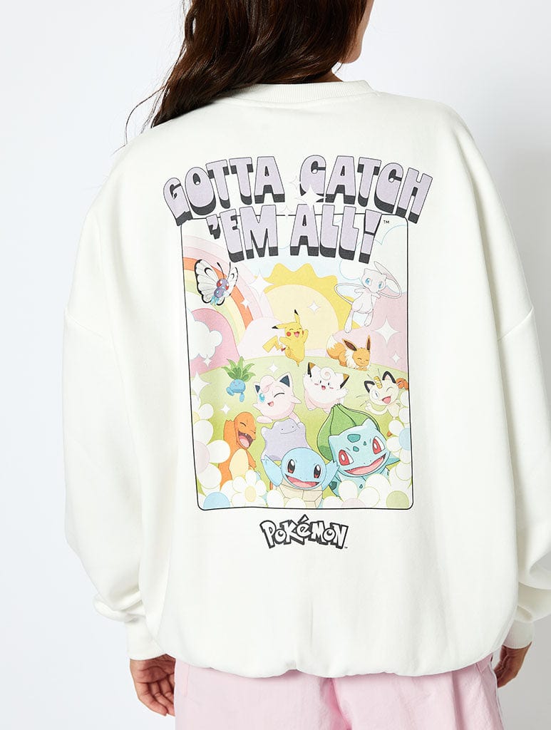 Pokémon Catch 'Em All Ecru Sweatshirt Hoodies & Sweatshirts Skinnydip London