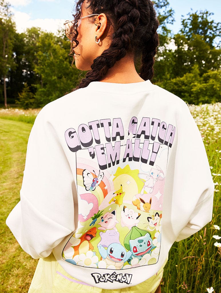 Pokémon Catch 'Em All Ecru Sweatshirt Hoodies & Sweatshirts Skinnydip London