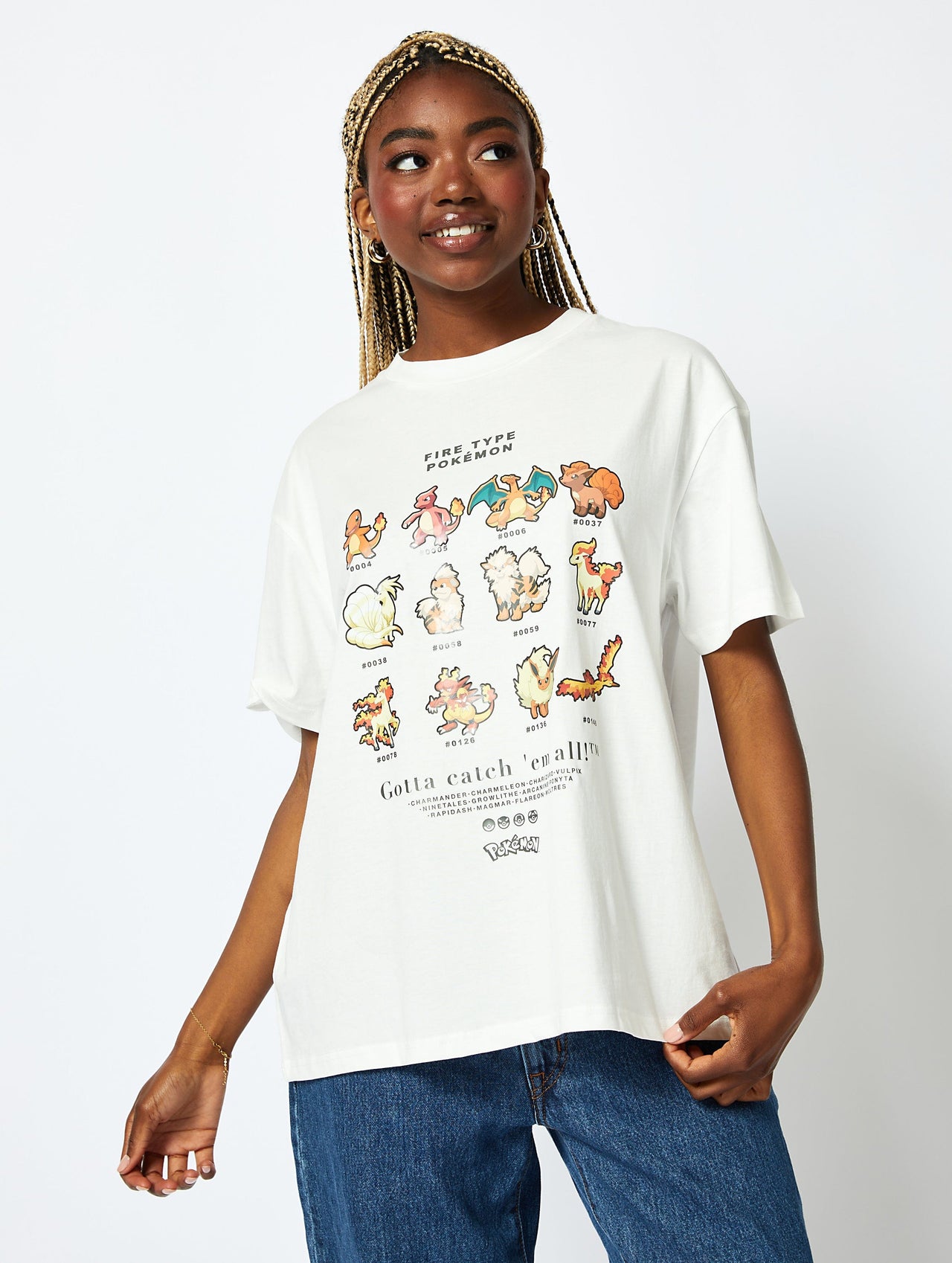 Pokémon Fire Type T-Shirt in Ecru Tops & T-Shirts Skinnydip London