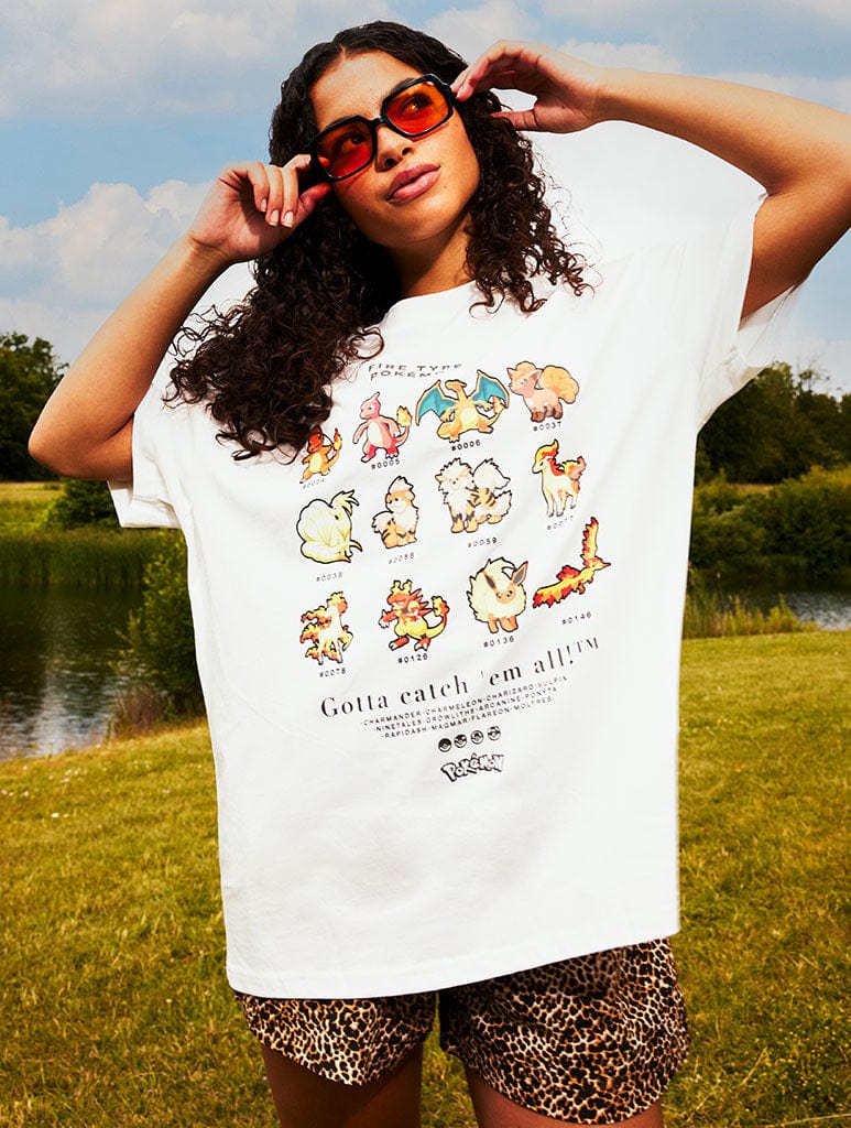 Pokémon Fire Type T-Shirt in Ecru Tops & T-Shirts Skinnydip London