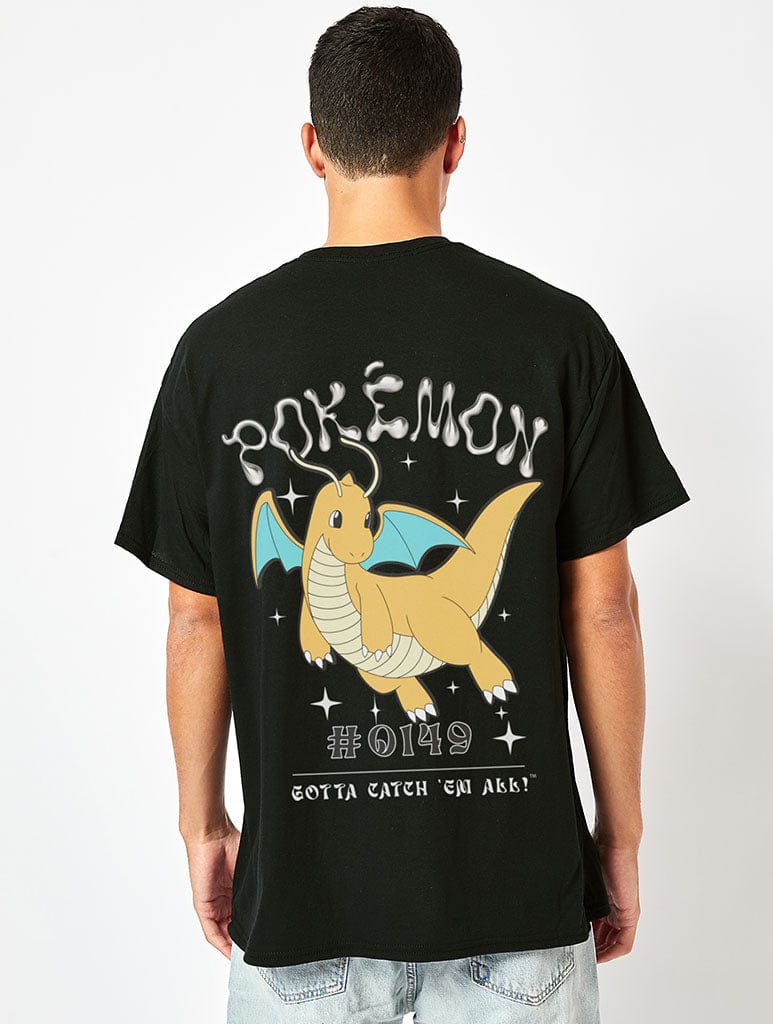 Pokémon Men's #0149 Dragonite T-Shirt In Black Tops & T-Shirts Skinnydip London