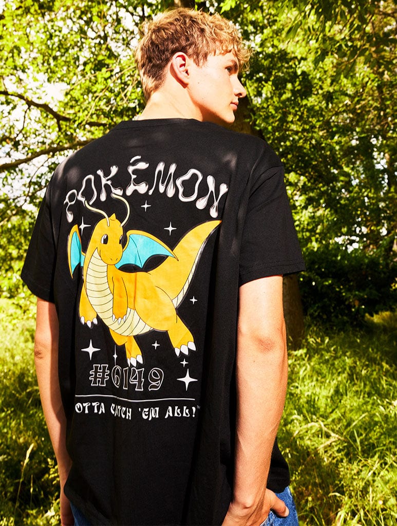 Pokémon Men's #0149 Dragonite T-Shirt In Black Tops & T-Shirts Skinnydip London