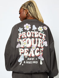 Protect Your Peace Acid Wash Oversized Sweatshirt Hoodies & Sweatshirts Skinnydip London