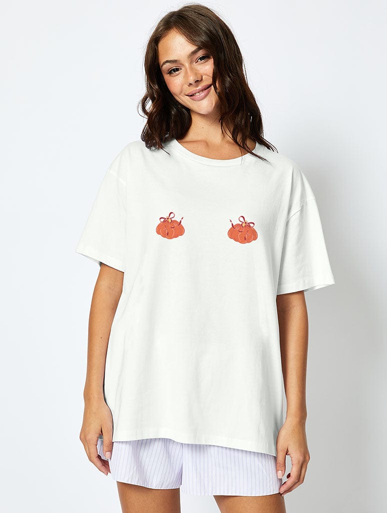 Pumpkin T-Shirt In Ecru Tops & T-Shirts Skinnydip London