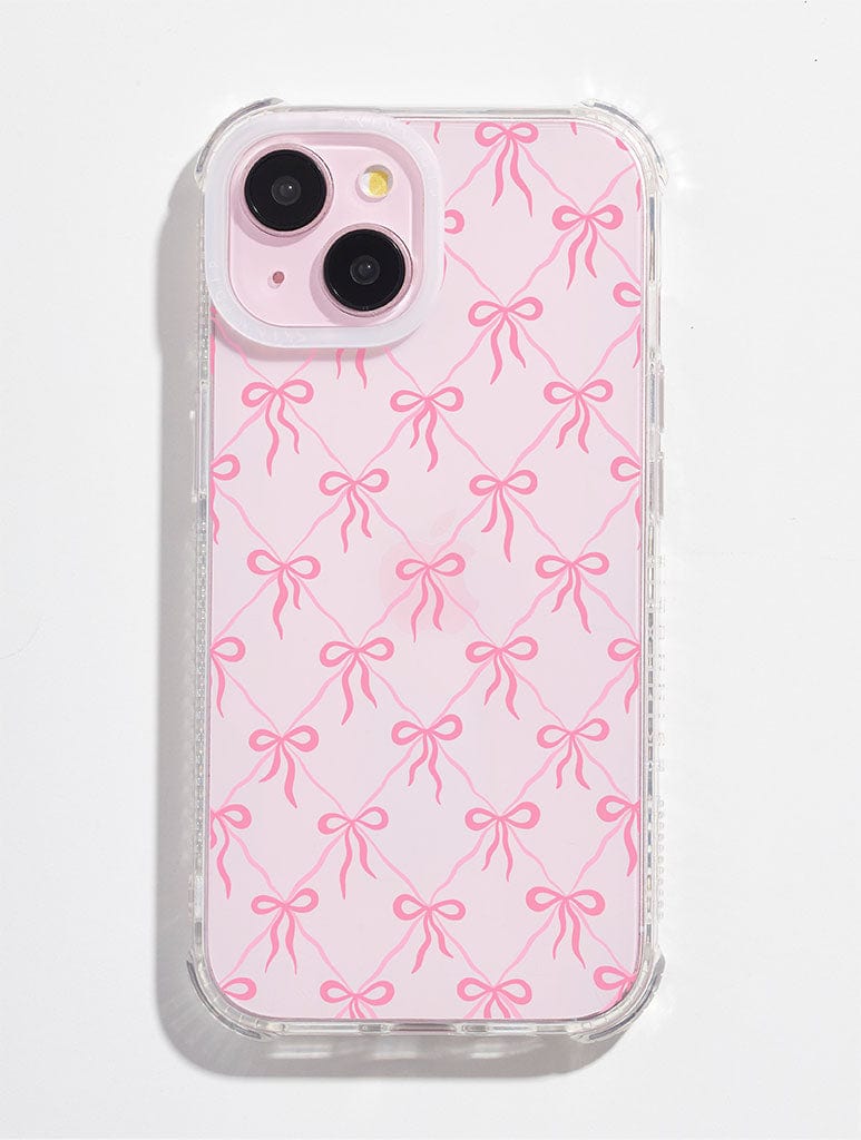 Quilted Bow Pink Shock iPhone Case Phone Cases Skinnydip London