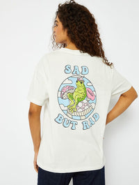 Sad But Rad Graphic Ecru Oversized T-Shirt Tops & T-Shirts Skinnydip London