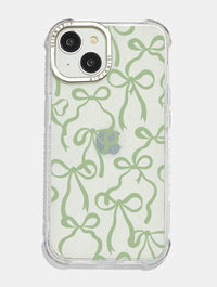 Sage Bows Glitter Shock iPhone Case Phone Cases Skinnydip London