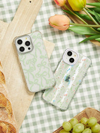 Sage Bows Glitter Shock iPhone Case Phone Cases Skinnydip London