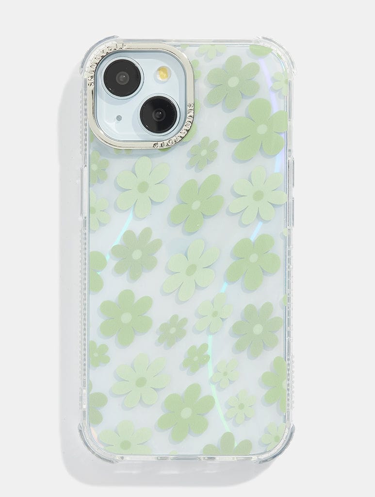 Sage Warped Flower Shock iPhone Case Phone Cases Skinnydip London