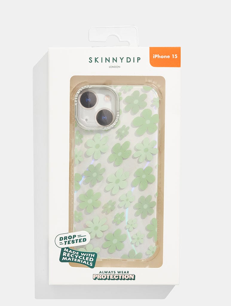 Sage Warped Flower Shock iPhone Case Phone Cases Skinnydip London