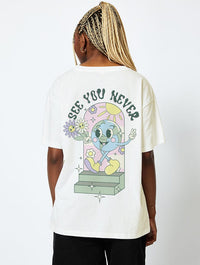 See You Never T-Shirt In Ecru Tops & T-Shirts Skinnydip London