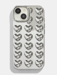 Silver Chrome 3D Heart iPhone Case Phone Cases Custard London