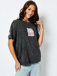 Smell The Flowers Oversized Acid Wash T-Shirt Tops & T-Shirts Skinnydip London