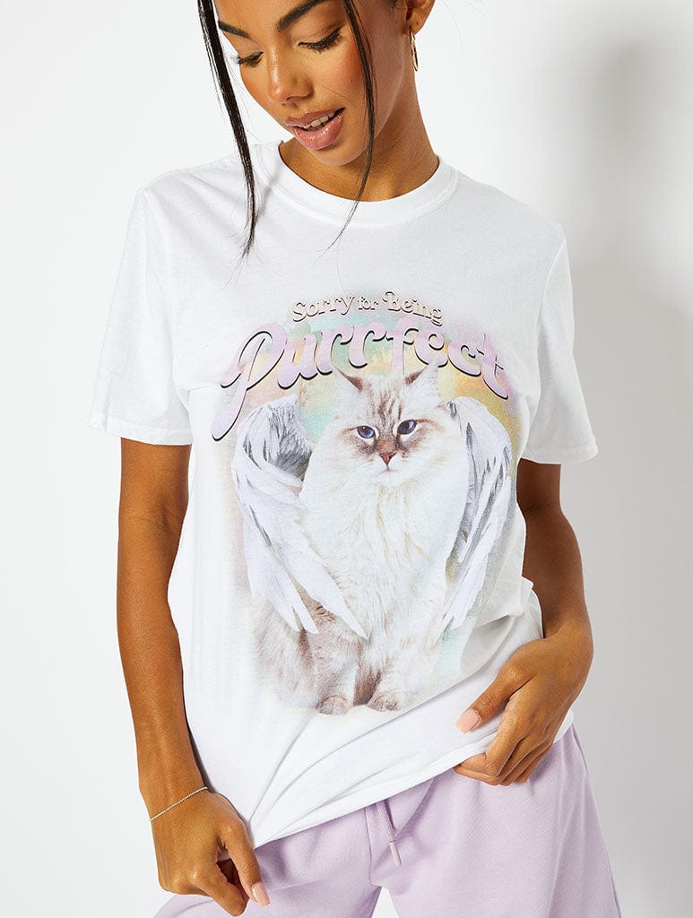 Sorry For Being Purrfect Graphic T-Shirt Tops & T-Shirts Skinnydip London