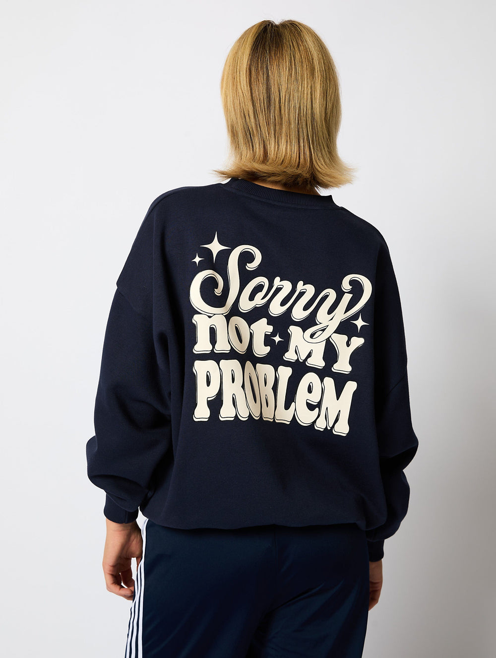 Sorry Not My Problem Sweatshirt in Navy Hoodies & Sweatshirts Skinnydip London