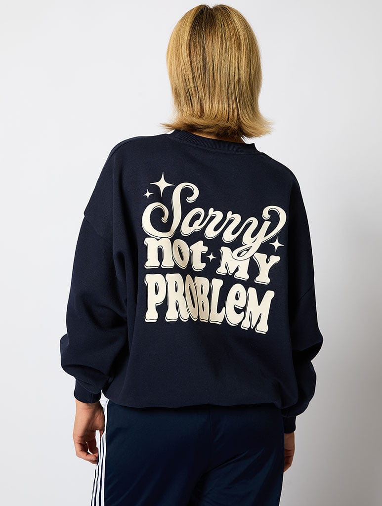 Sorry Not My Problem Sweatshirt in Navy Hoodies & Sweatshirts Skinnydip London