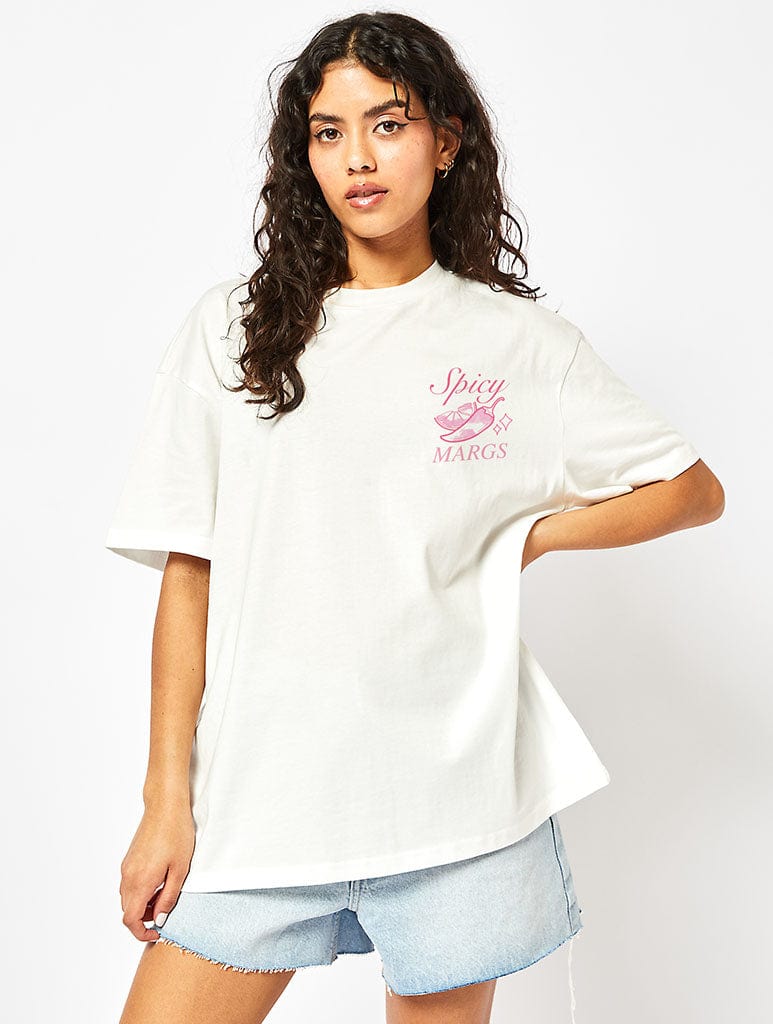 Spicy Margs T-Shirt in Ecru Tops & T-Shirts Skinnydip London