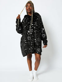 Starry Night Blanket Hoodie in Black & Silver Lingerie & Nightwear Skinnydip London