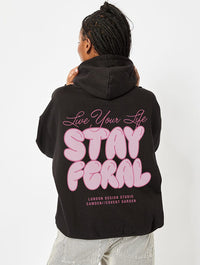 Stay Feral Hoodie In Black Hoodies & Sweatshirts Skinnydip London