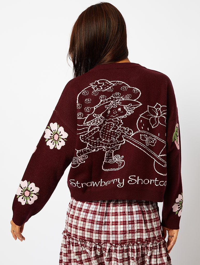 Strawberry Shortcake x Skinnydip Burgundy Knitted Cardigan Jumpers & Cardigans Skinnydip London