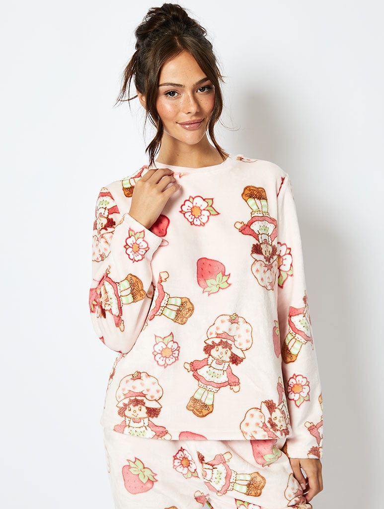 Strawberry Shortcake x Skinnydip Fleece Pyjama Set in Pink Lingerie & Nightwear Skinnydip London