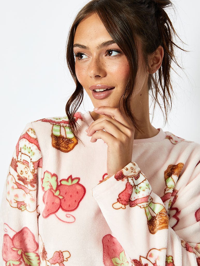 Strawberry Shortcake x Skinnydip Fleece Pyjama Set in Pink Lingerie & Nightwear Skinnydip London