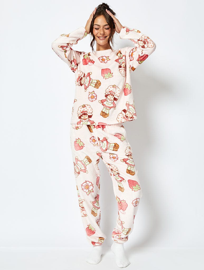 Strawberry Shortcake x Skinnydip Fleece Pyjama Set in Pink Lingerie & Nightwear Skinnydip London