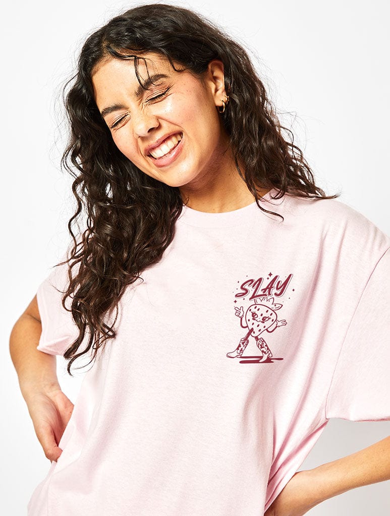 Strawberry Slay T-Shirt in Pink Tops & T-Shirts Skinnydip London