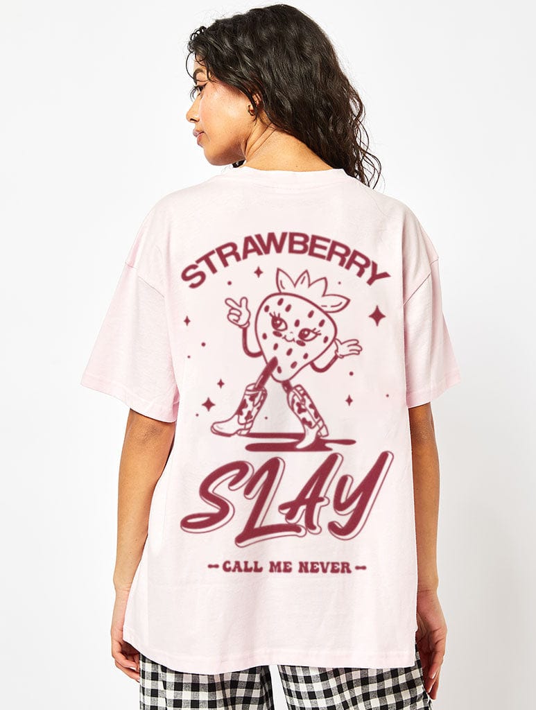 Strawberry Slay T-Shirt in Pink Tops & T-Shirts Skinnydip London