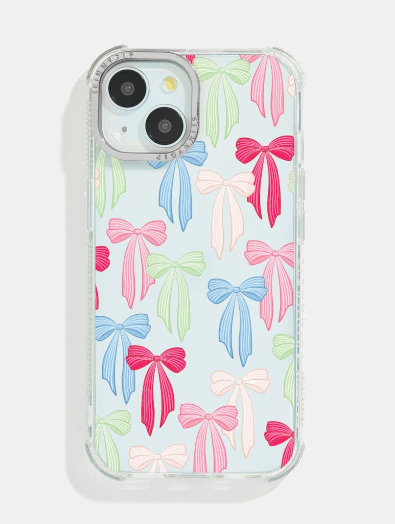 Striped Christmas Bows Shock iPhone Case Phone Cases Skinnydip London