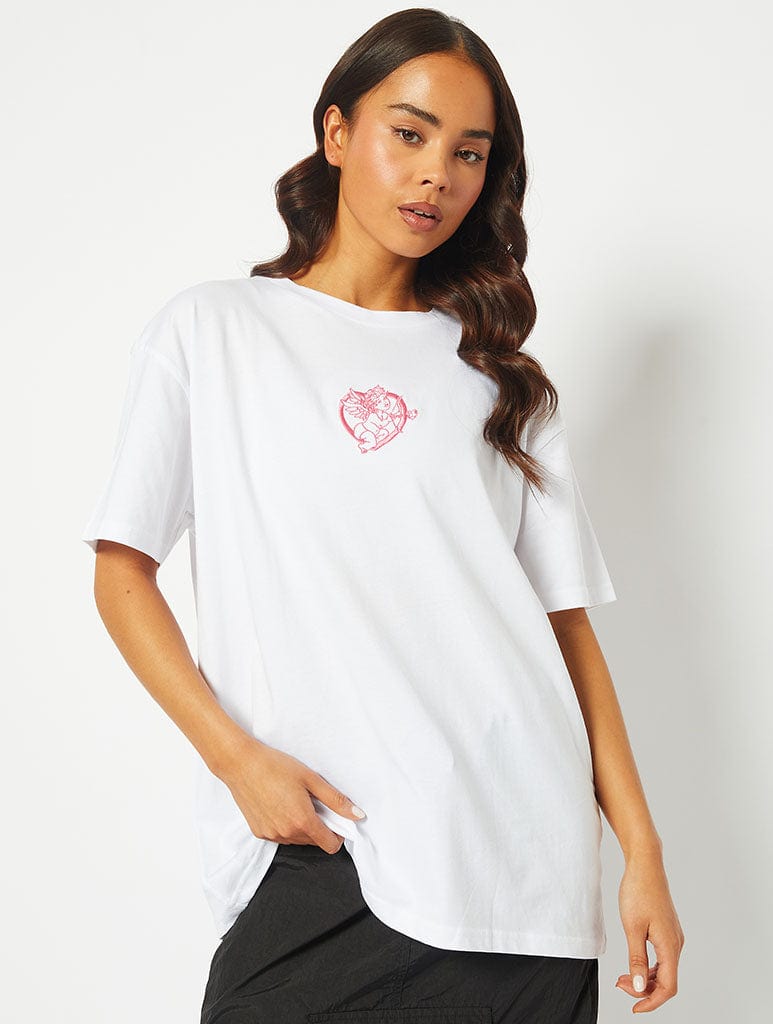 Stupid Cupid White Oversized T-Shirt Tops & T-Shirts Skinnydip London