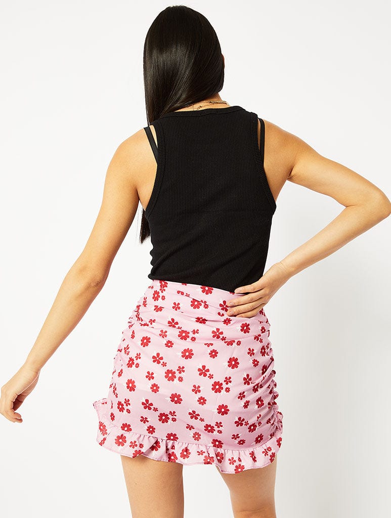 Summer Blossom Ruched Mini Skirt Bottoms Skinnydip London