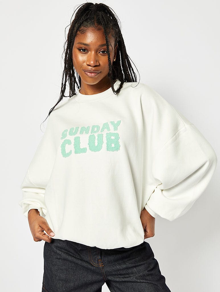 Sunday Club Oversized Sweatshirt in Ecru