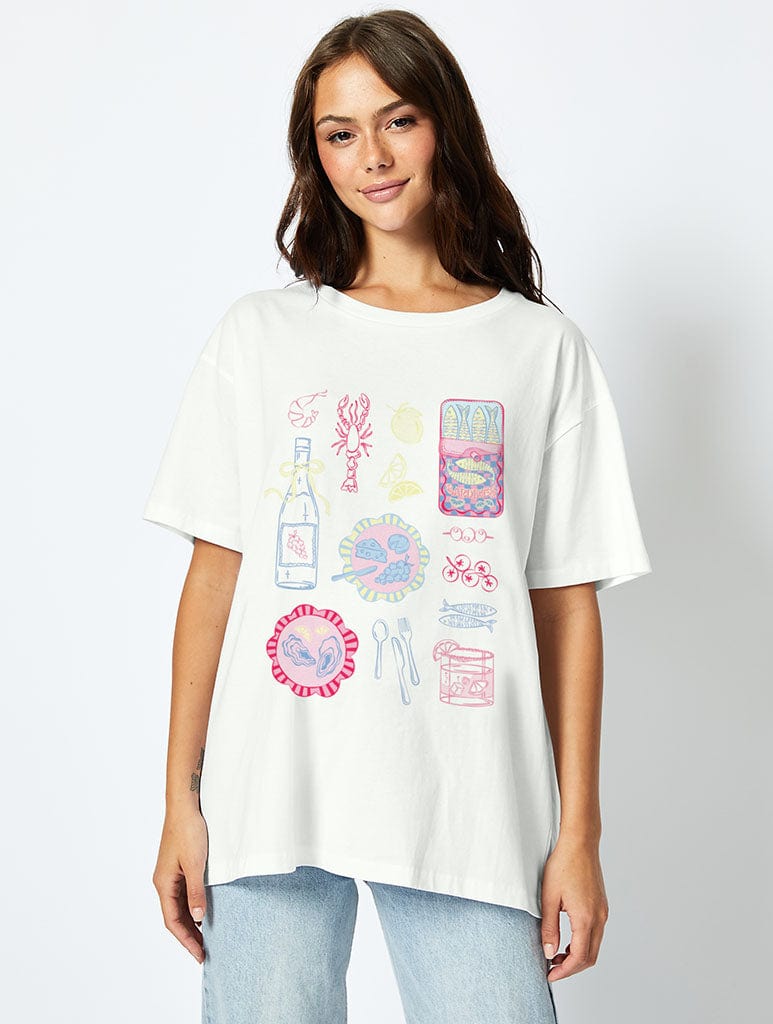 Supper Club T-Shirt In Ecru Tops & T-Shirts Skinnydip London