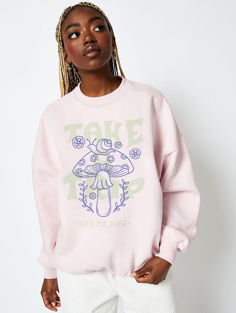 Take A Trip Sweatshirt In Pink Hoodies & Sweatshirts Skinnydip London