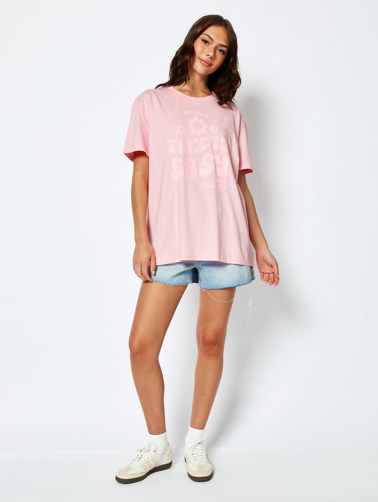 Take it Easy Oversized Pink T-Shirt Tops & T-Shirts Skinnydip London