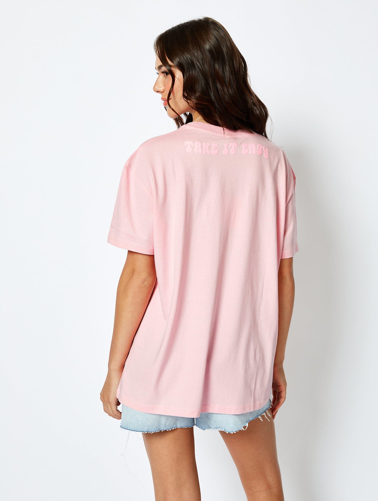 Take it Easy Oversized Pink T-Shirt Tops & T-Shirts Skinnydip London