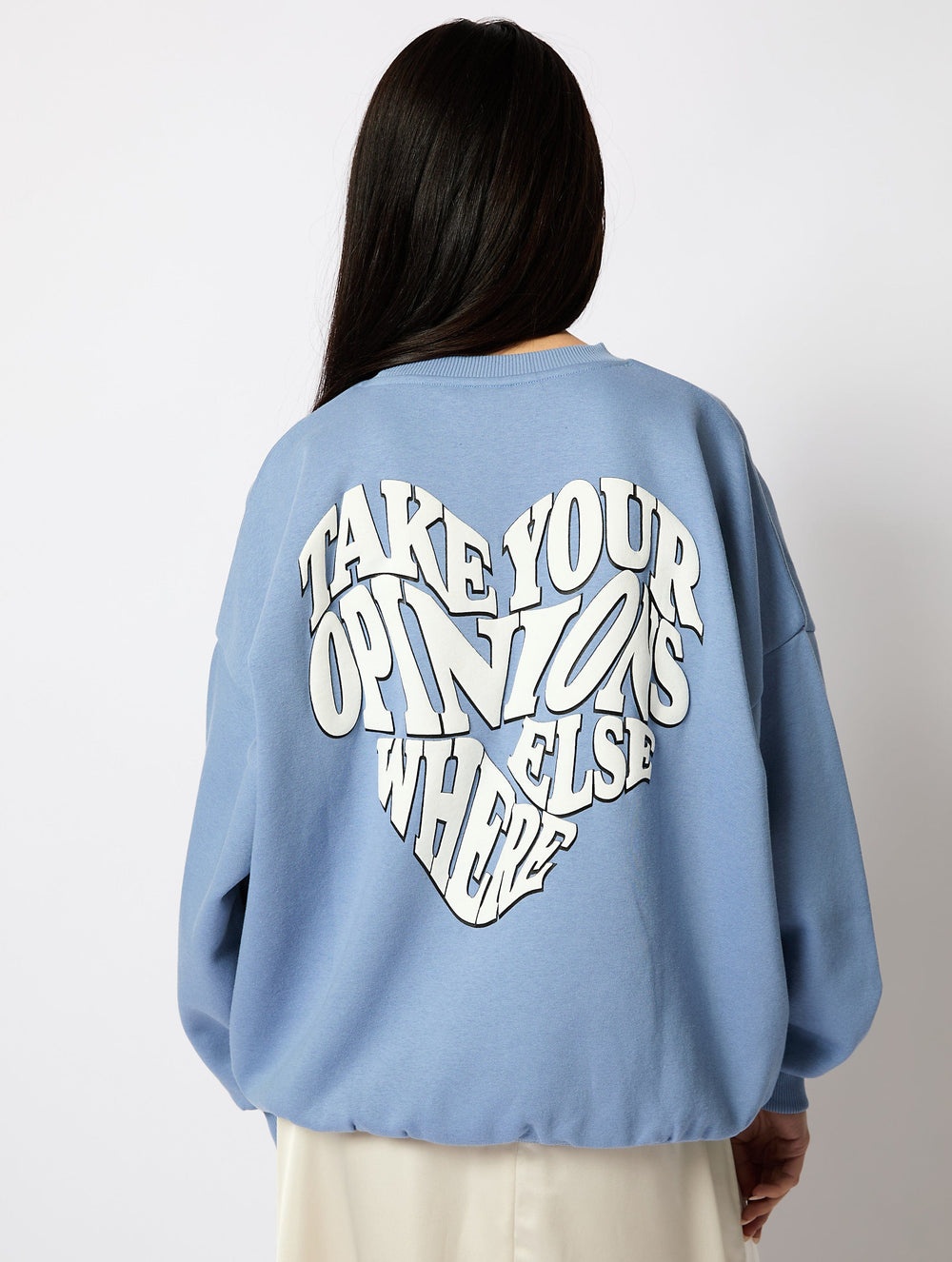 Take Your Opinions Elsewhere Sweatshirt in Washed Blue Hoodies & Sweatshirts Skinnydip London