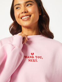 Thank You Next Pink Oversized Sweatshirt Hoodies & Sweatshirts Skinnydip London