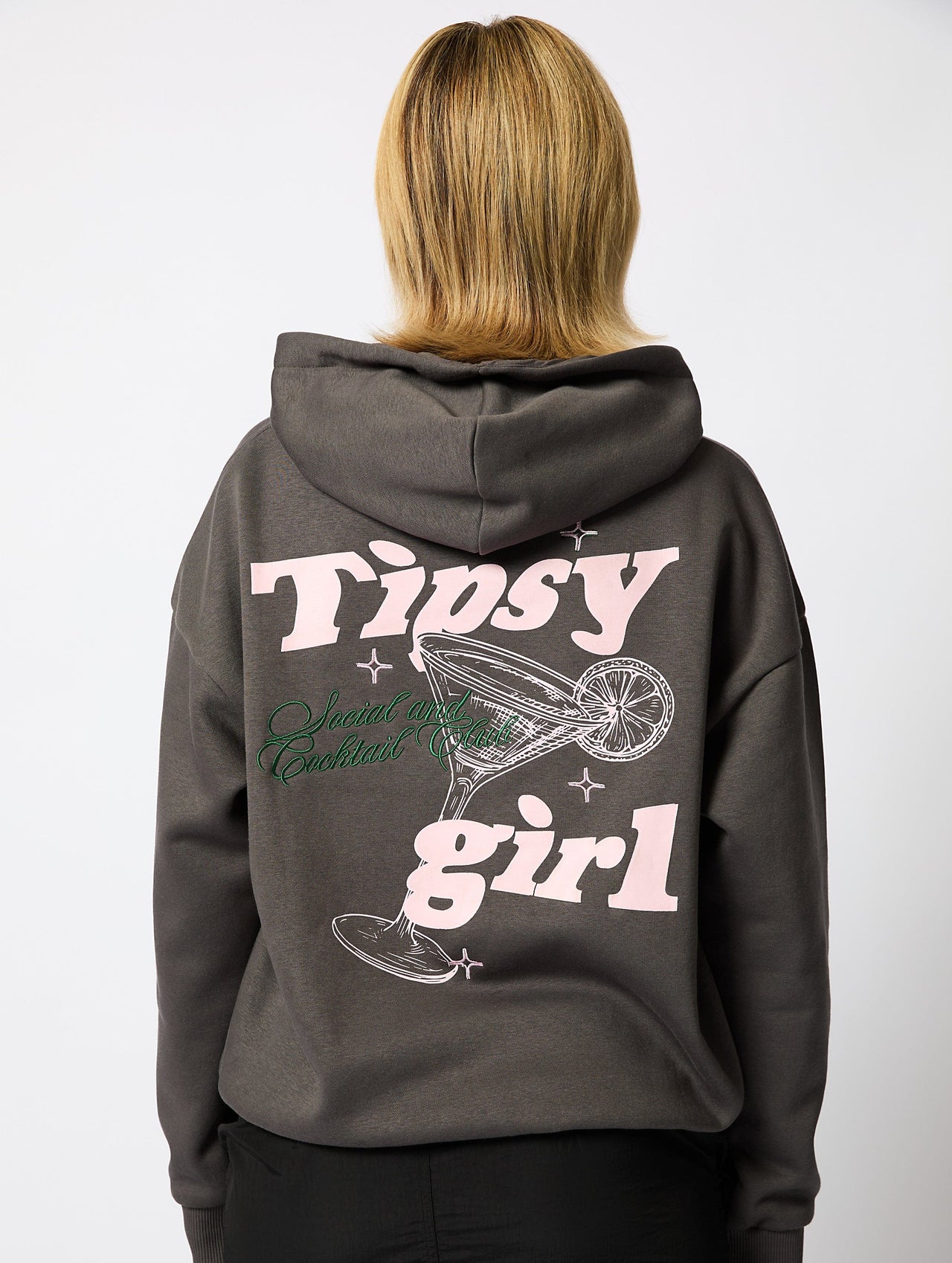 Tipsy Girl Hoodie in Charcoal Hoodies & Sweatshirts Skinnydip London