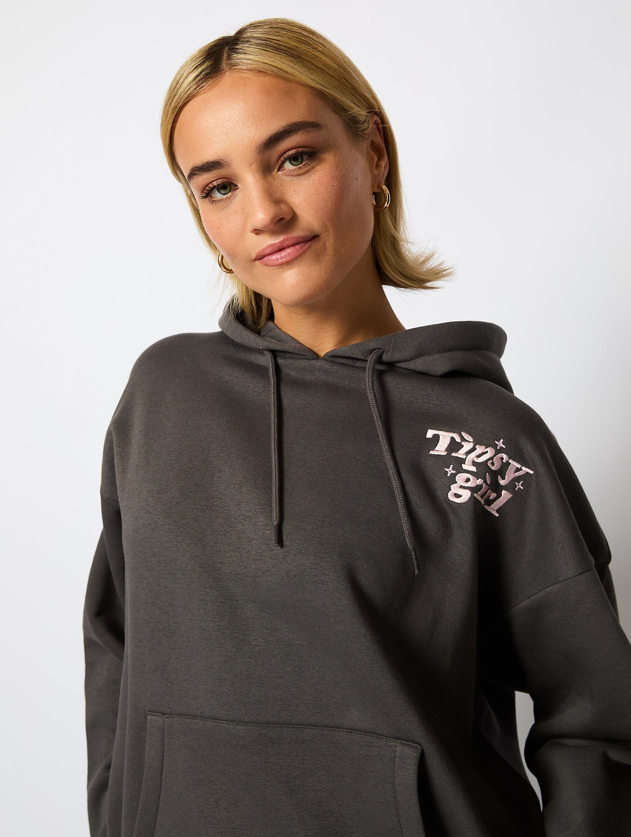 Tipsy Girl Hoodie in Charcoal Hoodies & Sweatshirts Skinnydip London